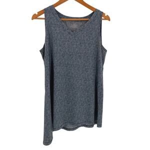 Sleeveless activewear top vneck tunic length with asymmetric hem large USA